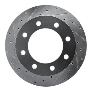 Ford F-250 Brake Rotor (1) - Rear Left - R1 Concepts - Drilled & Slotted - Silver - `99-`05